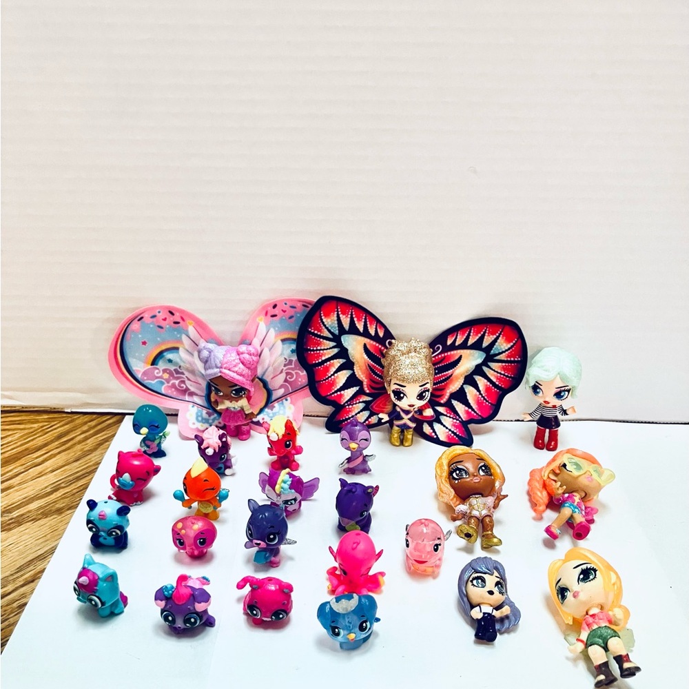 Hatchimals Pixies Fairy Dolls Lot(7) & 17 Mini Animals Neon & More Spin Master